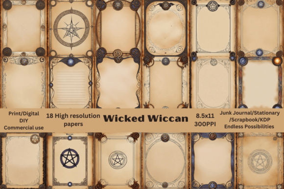 18 Hi-Res 8.5x11 Wiccan Themed Papers: Practical Applications for Creators and Spiritual Practitioners