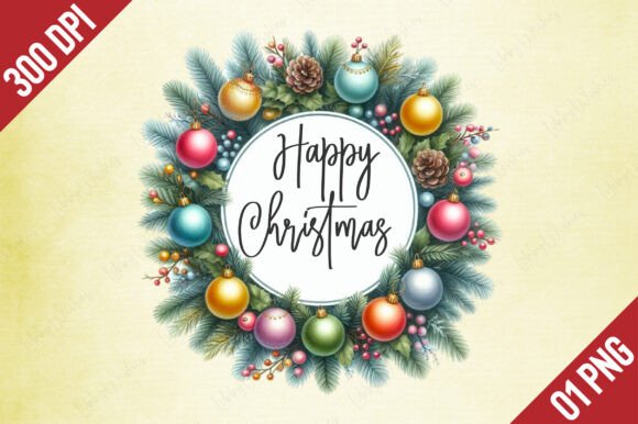 Elevating Holiday Design with Watercolor Christmas Wreath PNG Assets