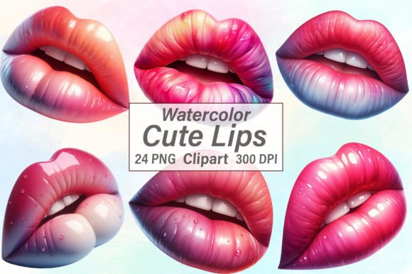 Evaluating Watercolor Cute Lips Clipart for Creative Projects