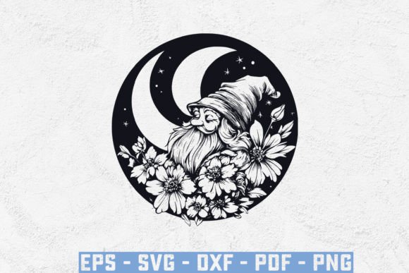 Fall Gnome and Flowers with a Moon SVG Guide