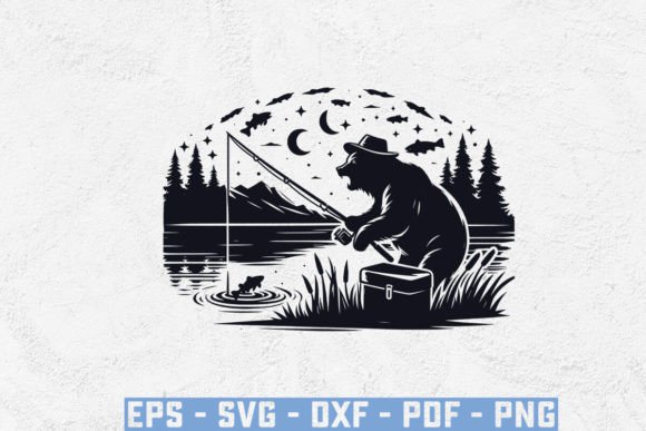 Fishing Bear Vector Silhouette SVG: Creative Uses