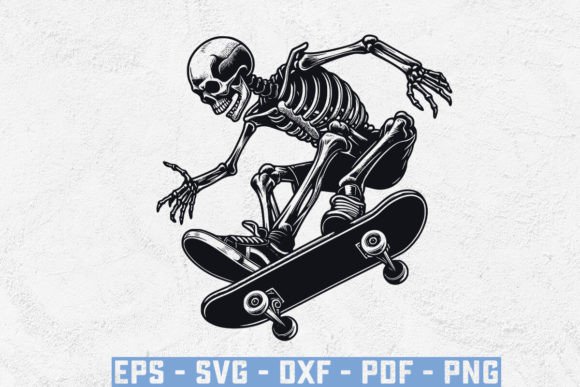 Funny Skeleton Skateboarding SVG: Skull Design Uses