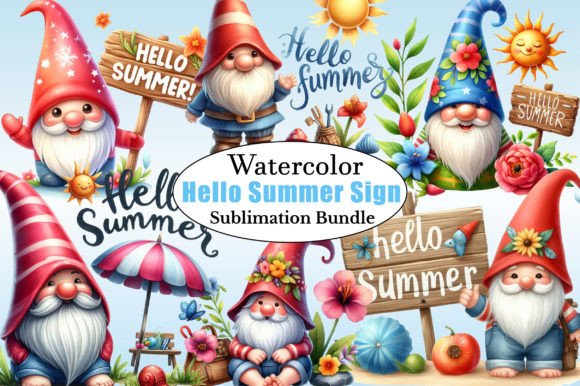 Gnomes Hello Summer Sign PNG Sublimation Guide