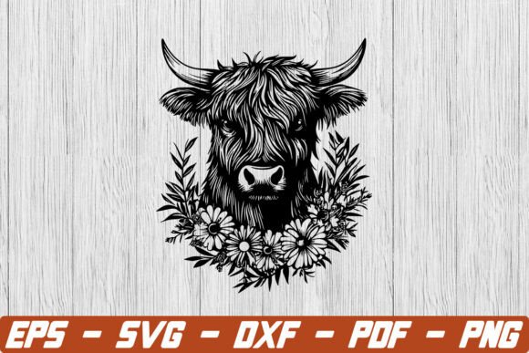 Highland Cow with Flowers SVG Design Guide