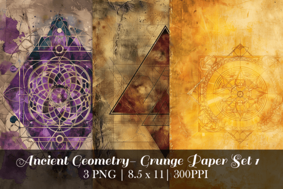 Integrating Ancient Geometry Grunge Paper Set 1 into Modern Visual Design Workflows