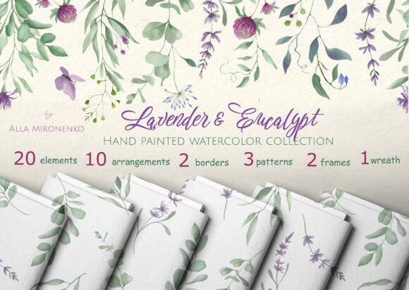Lavender Eucalypt Watercolor Clip Art: Elevating Design with Botanical Softness