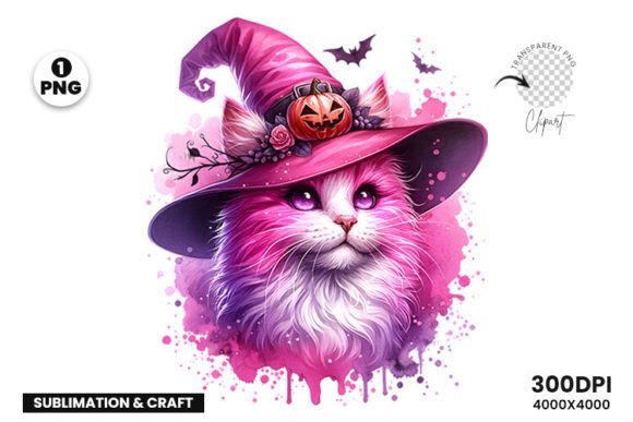 Strategic Application of Watercolor Halloween Pink Cat Witch PNG Assets in Seasonal Campaigns