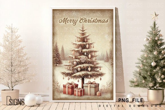 Vintage Christmas Tree PNG Sign Wall Art Guide