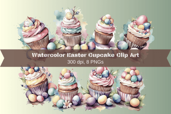 Watercolor Easter Cupcake Clipart Guide
