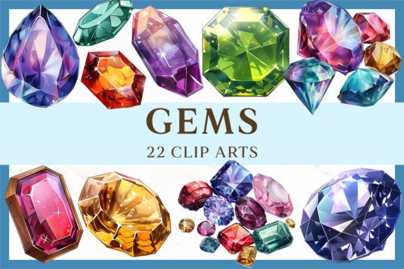 Watercolor Gems Sublimation Clipart PNG Guide